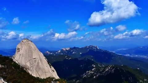The sky after the big strom on baegundae mountain at bukhansan Stock Footage 74468904