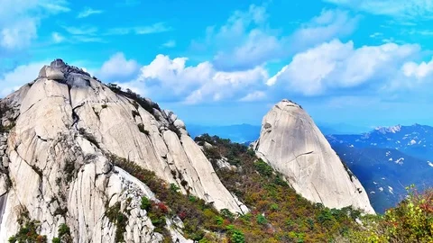 The sky after the big strom on baegundae mountain at bukhansan Video stock 74468916