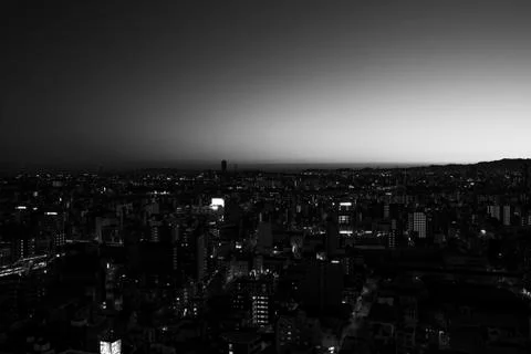 The sky after dusk as seen from Osaka City at night on June 7, 2020 Stock Photos