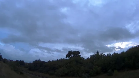  Sky after a storm over the tracks in Lubartów Stock Footage 92368462