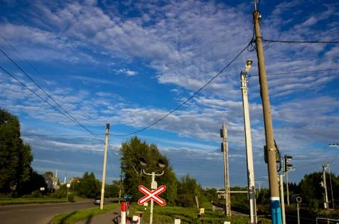 The sky against the background of the semaphore. Stock Photos