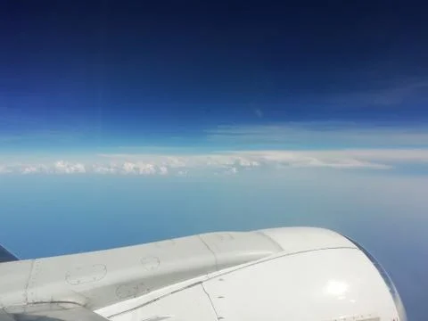Sky with airplane engine 库存照片