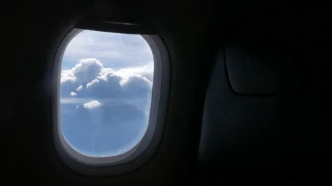 Sky from airplane fly over cloud in summer sunny day Video stock 145800203