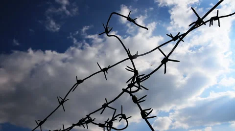 Sky and Barbed Wire Stock Footage 62554549