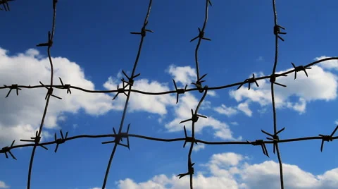 Sky and Barbed Wire Stock-Footage 62555359