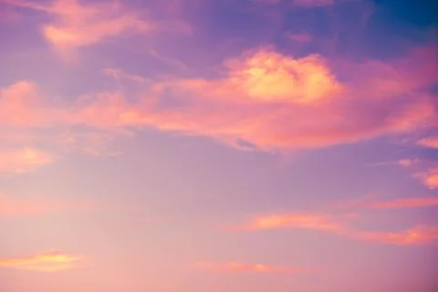 Sky and cloud in bright rainbow colors and Colorful smooth sky in dusk backgr Stock Photos