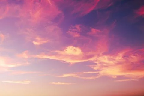 Sky and cloud in bright rainbow colors and Colorful smooth sky in dusk backgr Stock Photos