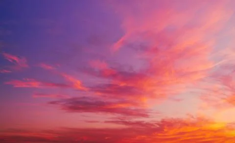 Sky and cloud in bright rainbow colors and Colorful smooth sky in dusk backgr Stock Photos