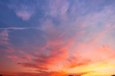 Sky and cloud in bright rainbow colors and Colorful smooth sky in dusk backgr Stock Photos