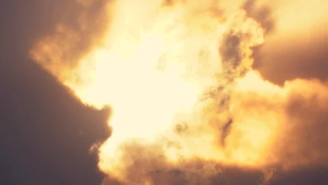 Sky and cloud motion on sunshine and rays of sunset backgroun, golden light sky Stock Footage 129919646