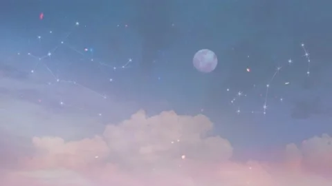 Sky and clouds and full moon in the evening on background. Beautiful full moon Stock Footage 236534389