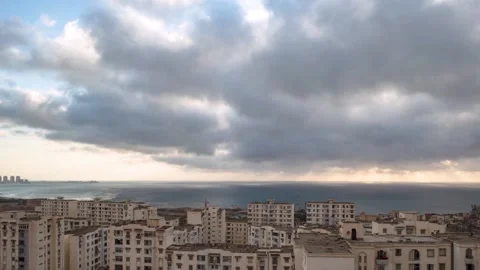 SKY AND CLOUDS AND OLD BUILDING IN ALGIERS Stock Footage 131339739