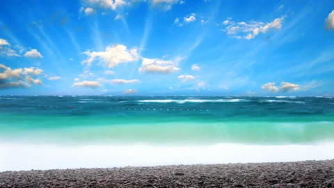 Sky and clouds on the background of the sea 4K Stock Footage 132424704