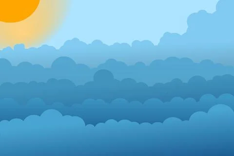 Sky and Clouds, Beautiful Background. Stylish design with a flat, cartoon pos Illustrazione stock