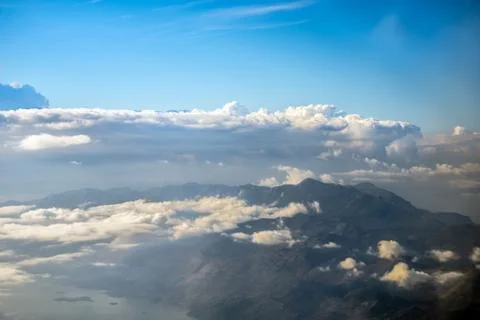 Sky and clouds from a plane over Montenegro 스톡 사진