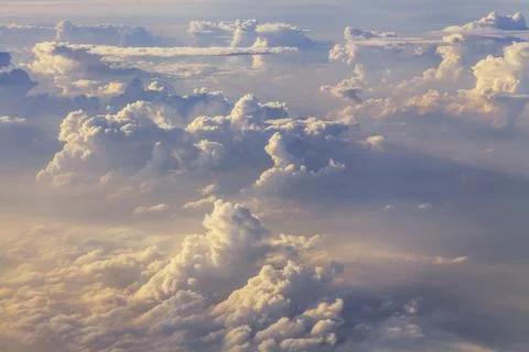 Sky and clouds. Plane view from the window Stock Photos