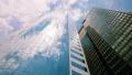 Sky and clouds reflected on skyscrapers facades in New York City 4k or 4k+ Resolution