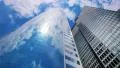 Sky and clouds reflecting over skyscrapers in New York City, time lapse 4k or 4k+ Resolution