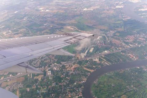 Sky and Clouds as seen through window of aircraft Stock Photos