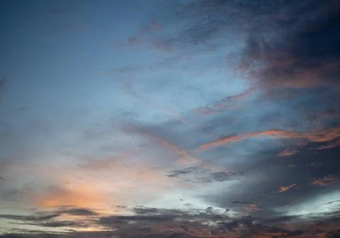 Sky and clouds at sunset. it is beautiful red and orange colors of sunrise or Stock Photos