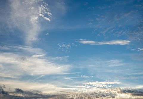 Sky and clouds at sunset. it is beautiful red and orange colors of sunrise or Stock Photos