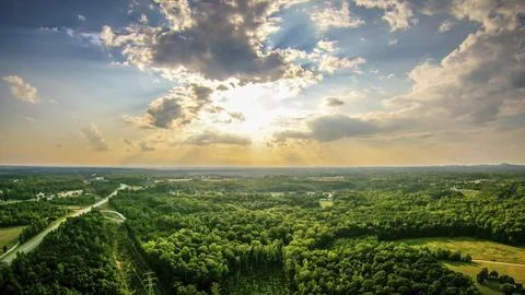 Sky and clouds sunset landscape over york south carolina Stock Photos