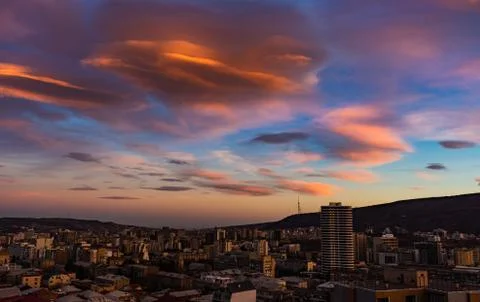 Sky and clouds in sunset time Stock Photos