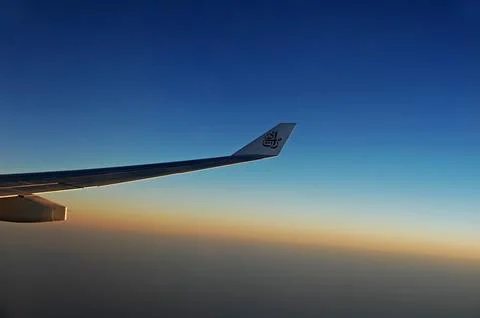 Sky and clouds Through Flight Window Stock Photos