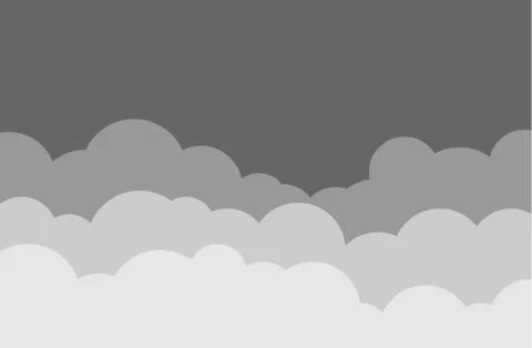 Sky and clouds vector cloudy cartoon isolated on dark background Stock Illustration