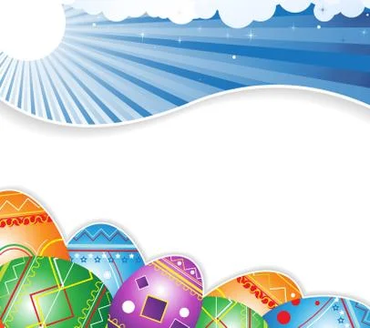 Sky and Easter eggs Stock Illustration