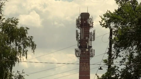 Sky and pipe equipped for communication tower Video stock 137656832