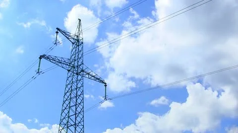 Sky and power lines. Time lapse Stockbeeldmateriaal 11603265