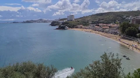 Sky and sea | a view of the beach of Annaba, Algeria Stock Footage