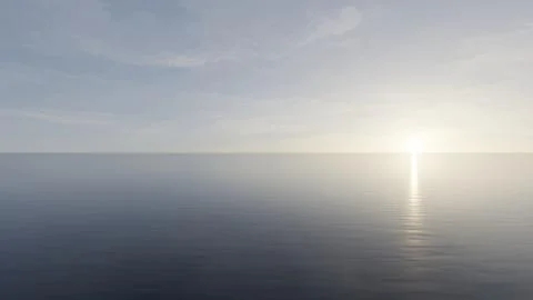 The sky and water are reflections of the setting sun. 3d render Stock Illustration