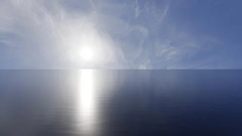 The sky and water are reflections of the setting sun. 3d render Stock Illustration