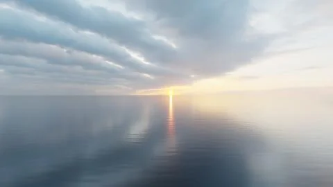 The sky and water are reflections of the setting sun. 3d render Stock Illustration