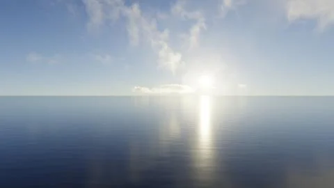 The sky and water are reflections of the setting sun. 3d render Stock Illustration