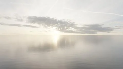 The sky and water are reflections of the setting sun. 3d render Stock Illustration