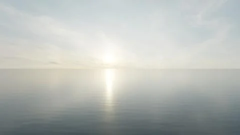 The sky and water are reflections of the setting sun. 3d render Stock Illustration