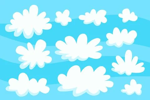 Sky and White Clouds Collection Background Illustration Stock Illustration
