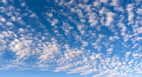 Sky background blue clouds on pattern. Bright sky with soft white texture in  Stock Photos