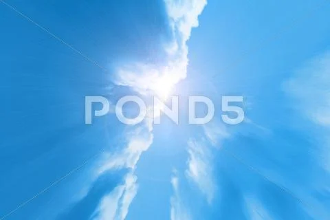 Sky background with clouds and sun beams Stock Photos