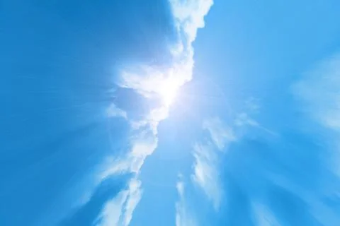 Sky background with clouds and sun beams Stock Photos