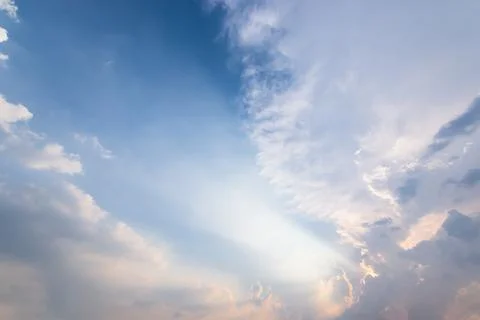 Sky background, clouds and sun light Stock Photos