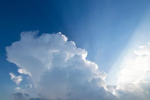 Sky background, clouds and sun light Stock Photos