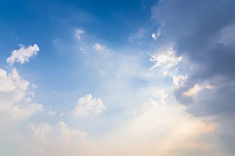 Sky background, clouds and sun light Stock Photos