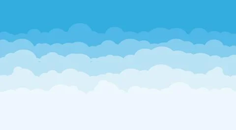 Sky background with clouds. Blue sky with white clouds. Vector illustration. Illustrazione stock