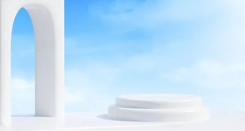 Sky background with minimalist podium イラスト素材