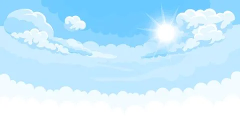 Sky background with sun and white bottom Stock Illustration