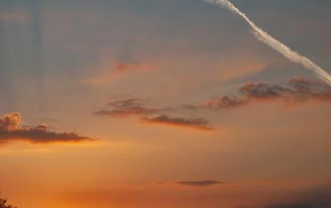 Sky background at sunset, dramatic summer sunset, Stock Photos